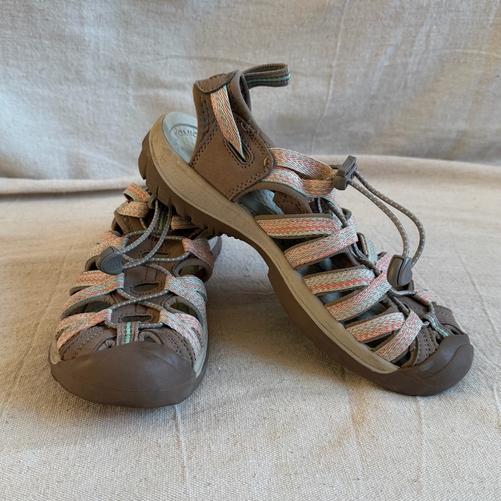 Keen Whisper Waterproof Sport Sandals Brown Pink Teal Hiking Water Shoes Size 7